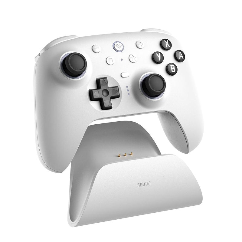 8Bitdo Ultimate 2 Bluetooth Controller with TMR Joysticks, Switchable Hall Effect/Tactile Triggers, Vibration, Motion Control, RGB Fire Ring and Back Buttons for Switch/Switch 2 & Windows PC - White - Image 2